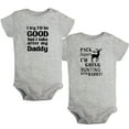 thumbnail image 1 of iDzn Pack of 2, Take After My Daddy & Pack My Diapers I'm Going Hunting With Daddy Funny Rompers For Babies, Newborn Baby Unisex Bodysuits, Infant Jumpsuits, Toddler 0-24 Months Kids One-Piece Oufits, 1 of 5