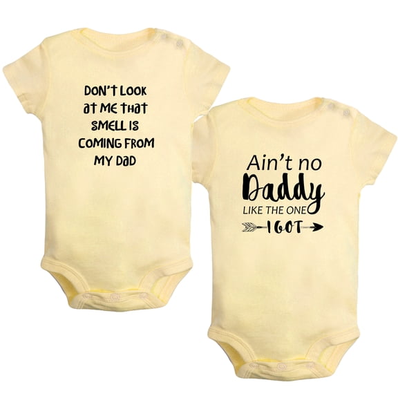 iDzn Pack of 2, That Smell Is Coming From My Dad & Ain't No Daddy Like The One I Got Funny Rompers For Babies, Newborn Baby Unisex Bodysuits, Infant Jumpsuits, Toddler 0-24M Kids One-Piece Oufits