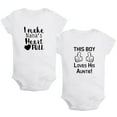 thumbnail image 1 of iDzn Pack of 2, This Boy Loves His Auntie & I Make Nana's Heart Full Funny Rompers For Babies, Newborn Baby Unisex Bodysuits, Infant Jumpsuits, Toddler 0-24 Months Kids One-Piece Oufits, 1 of 5