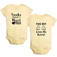 thumbnail image 1 of iDzn Pack of 2, This Boy Loves His Auntie & I Make Nana's Heart Full Funny Rompers For Babies, Newborn Baby Unisex Bodysuits, Infant Jumpsuits, Toddler 0-24 Months Kids One-Piece Oufits, 1 of 5