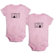 iDzn Pack of 2, Twin Baby A & Twin Baby B Funny Rompers For Babies, Newborn Baby Unisex Bodysuits, Infant Jumpsuits, Toddler 0-24 Months Kids One-Piece Oufits
