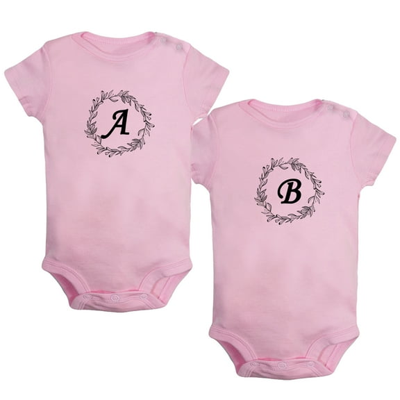 iDzn Pack of 2, Twin Baby A & B Twins Novelty Rompers For Babies, Newborn Baby Unisex Bodysuits, Infant Jumpsuits, Toddler 0-24 Months Kids One-Piece Oufits