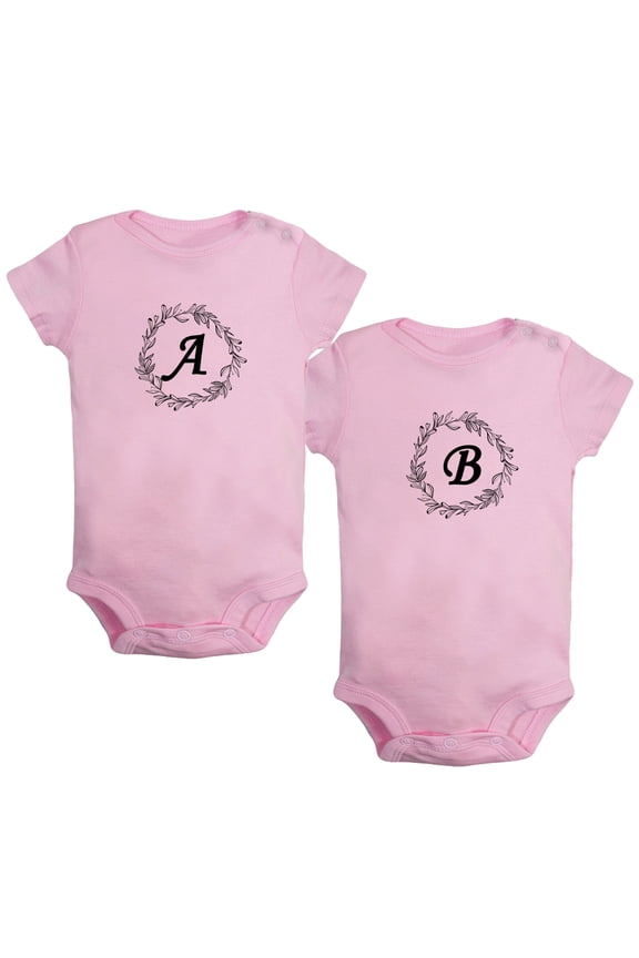Pack of 2, Twin Baby A & B Twins Novelty Rompers For Babies, Newborn Baby Unisex Bodysuits, Infant Jumpsuits, Toddler 0-24 Months Kids One-Piece Oufits