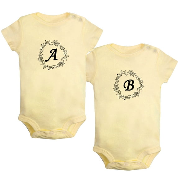 iDzn Pack of 2, Twin Baby A & B Twins Novelty Rompers For Babies, Newborn Baby Unisex Bodysuits, Infant Jumpsuits, Toddler 0-24 Months Kids One-Piece Oufits