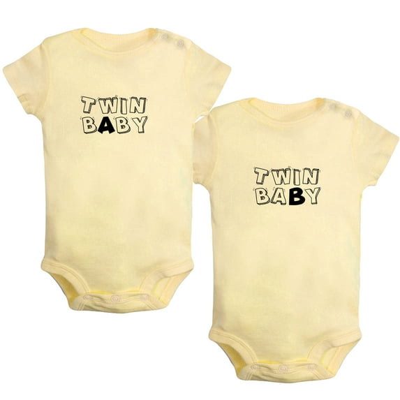 iDzn Pack of 2, Twin Baby A & Twin Baby B Funny Rompers For Babies, Newborn Baby Unisex Bodysuits, Infant Jumpsuits, Toddler 0-24 Months Kids One-Piece Oufits