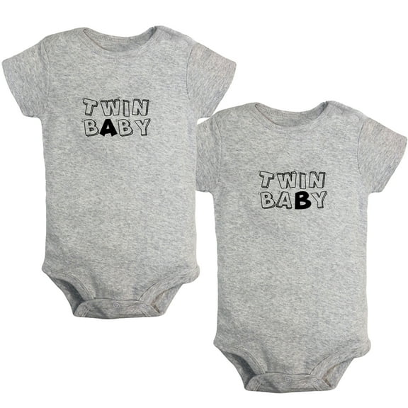 iDzn Pack of 2, Twin Baby A & Twin Baby B Funny Rompers For Babies, Newborn Baby Unisex Bodysuits, Infant Jumpsuits, Toddler 0-24 Months Kids One-Piece Oufits