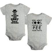 iDzn Pack of 2, You Ain't Cool Unless You Pee Your Pants & I Have Shat Upon My Pantaloons Funny Rompers For Babies, Newborn Baby Unisex Bodysuits, Infant Jumpsuits, Toddler One-Piece Oufits