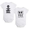 thumbnail image 1 of iDzn Pack of 2, You Ain't Cool Unless You Pee Your Pants & I Have Shat Upon My Pantaloons Funny Rompers For Babies, Newborn Baby Unisex Bodysuits, Infant Jumpsuits, Toddler One-Piece Oufits, 1 of 5