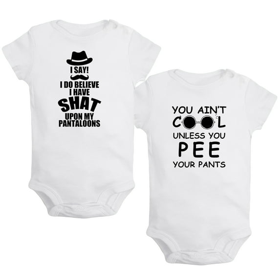 iDzn Pack of 2, You Ain't Cool Unless You Pee Your Pants & I Have Shat Upon My Pantaloons Funny Rompers For Babies, Newborn Baby Unisex Bodysuits, Infant Jumpsuits, Toddler One-Piece Oufits