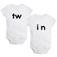 thumbnail image 1 of iDzn Pack of 2, Twins tw & in Novelty Rompers For Babies, Newborn Baby Unisex Bodysuits, Infant Jumpsuits, Toddler 0-24 Months Kids One-Piece Oufits, 1 of 5