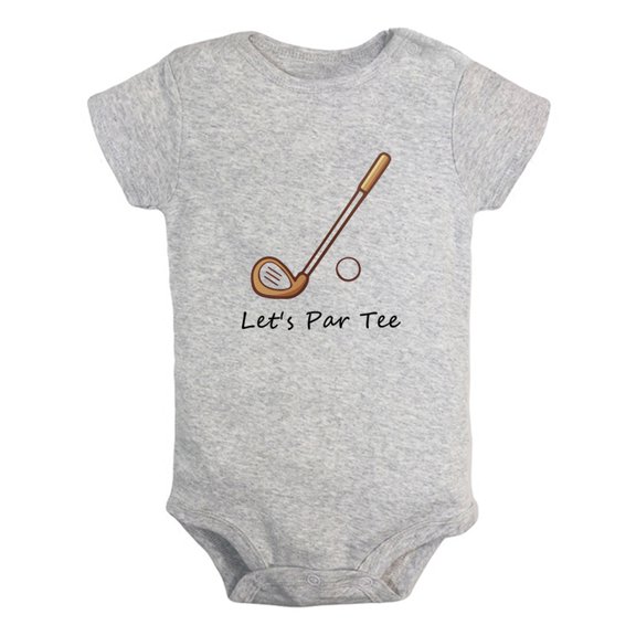 iDzn Let's Par Tee Golf Funny Rompers For Babies, Newborn Baby Unisex Bodysuits, Infant Jumpsuits, Toddler 0-12 Months Kids One-Piece Oufits (Gray, 0-6 Months)