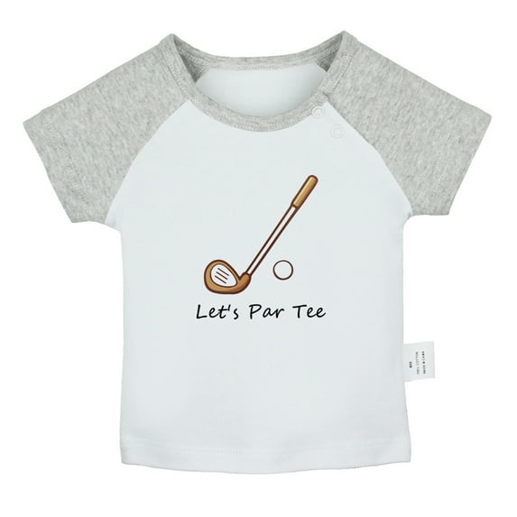 iDzn Let's Par Tee Golf Funny T shirt For Baby, Newborn Babies T-shirts, Infant Tops, 0-24M Kids Graphic Tees Clothing (Short Gray Raglan T-shirt, 0-6 Months)
