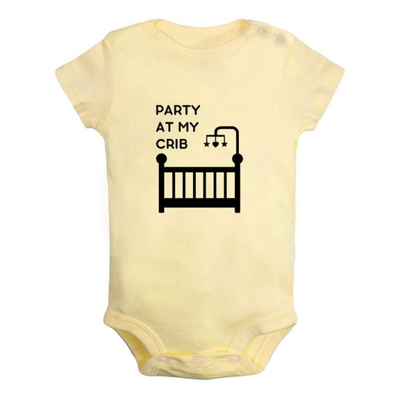 iDzn Party At My Crib Funny Rompers For Babies, Newborn Baby Unisex Bodysuits, Infant Jumpsuits, Toddler 0-24 Months Kids One-Piece Oufits