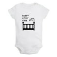 thumbnail image 1 of iDzn Party At My Crib Funny Rompers For Babies, Newborn Baby Unisex Bodysuits, Infant Jumpsuits, Toddler 0-24 Months Kids One-Piece Oufits, 1 of 4