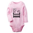 thumbnail image 1 of iDzn® Party At My Crib Funny Rompers, Newborn Baby Unisex Bodysuits, Infant Jumpsuits, Toddler Kids Long Sleeve Oufits (Pink, 6-12 Months), 1 of 4