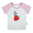 thumbnail image 1 of iDzn I'd Pick You Strawberry Funny T shirt For Baby, Newborn Babies T-shirts, Infant Tops, 0-24M Kids Graphic Tees Clothing (Short Pink Raglan T-shirt, 0-6 Months), 1 of 5