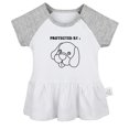 thumbnail image 1 of iDzn Protected by Dog Funny Dresses For Baby, Newborn Babies Skirts, Infant Princess Dress, 0-24M Kids Graphic Clothes (Gray Raglan Dresses, 0-6 Months), 1 of 4