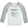 thumbnail image 1 of iDzn Protected by Dog Funny T shirt For Baby, Newborn Babies T-shirts, Infant Tops, 0-24M Kids Graphic Tees Clothing (Long Gray Raglan T-shirt, 18-24 Months), 1 of 5