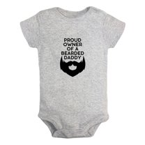 iDzn Proud Owner of a Bearded Dad Funny Rompers For Babies, Newborn Baby Unisex Bodysuits, Infant Jumpsuits, Toddler 0-24 Months Kids One-Piece Oufits