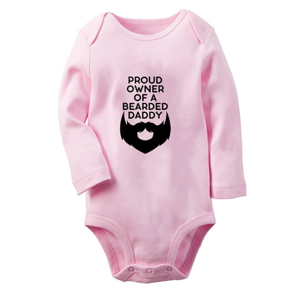 iDzn® Proud Owner of a Bearded Dad Funny Rompers, Newborn Baby Unisex Bodysuits, Infant Jumpsuits, Toddler Kids Long Sleeve Oufits (Pink, 0-6 Months)