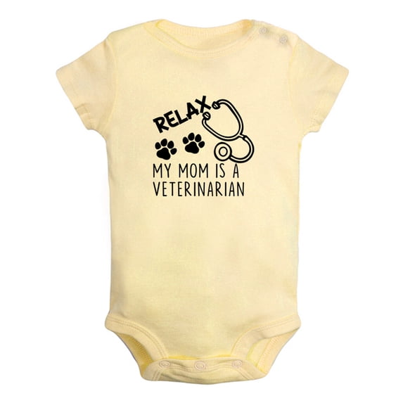 iDzn Relax My Mom Is a Veterinarian Novelty Rompers For Babies, Newborn Baby Unisex Bodysuits, Infant Jumpsuits, Toddler 0-24 Months Kids One-Piece Oufits