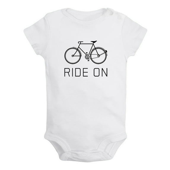 iDzn Ride On Bicycle Novelty Rompers For Babies, Newborn Baby Unisex Bodysuits, Infant Jumpsuits, Toddler 0-12 Months Kids One-Piece Oufits (White, 18-24 Months)