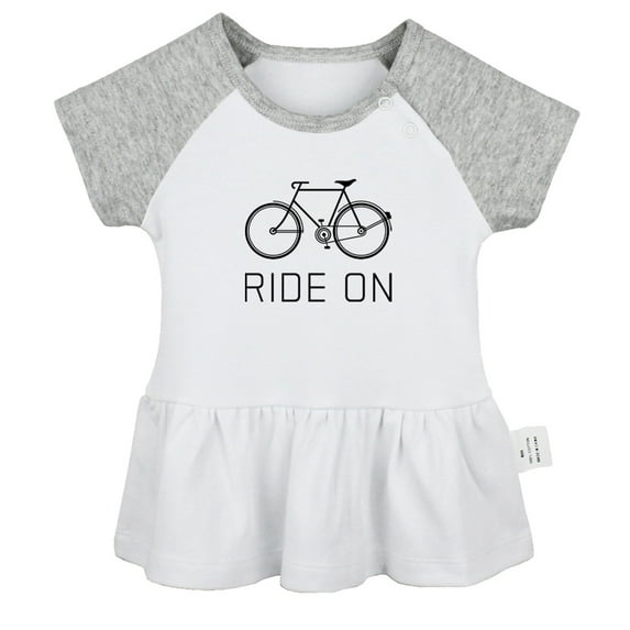 iDzn Ride On Bike Funny Dresses For Baby, Newborn Babies Skirts, Infant Princess Dress, 0-24M Kids Graphic Clothes (Gray Raglan Dresses, 0-6 Months)