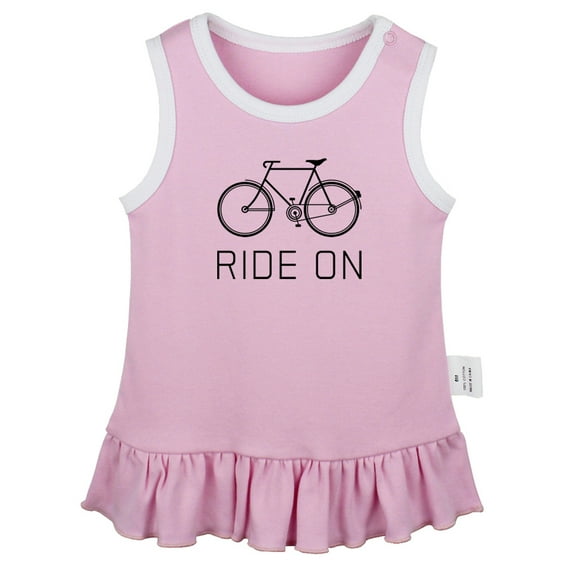 iDzn Ride On Bike Funny Dresses For Baby, Newborn Babies Skirts, Infant Princess Dress, 0-24M Kids Graphic Clothes (Pink Sleeveless Dresses, 0-6 Months)