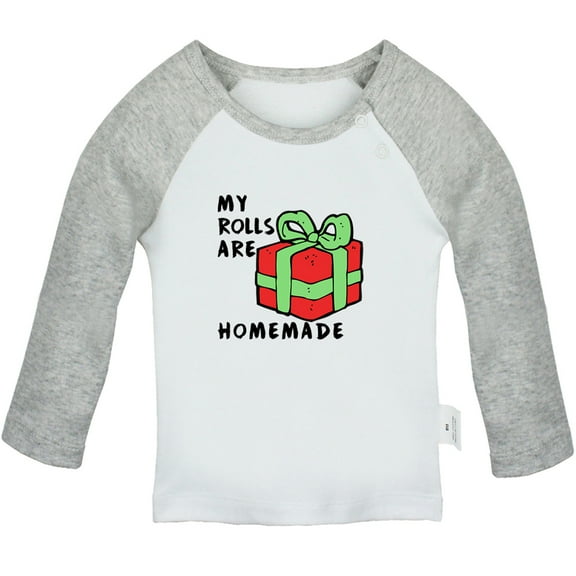 iDzn My Rolls Are Homemade Funny T shirt For Baby, Newborn Babies T-shirts, Infant Tops, 0-24M Kids Graphic Tees Clothing (Long Gray Raglan T-shirt, 0-6 Months)