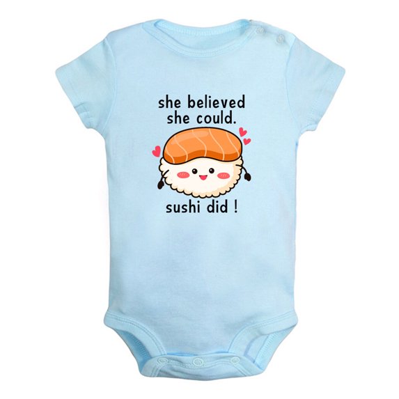 iDzn She Believed She Could Sushi Did Funny Rompers For Babies, Newborn Baby Unisex Bodysuits, Infant Jumpsuits, Toddler 0-24 Months Kids One-Piece Oufits