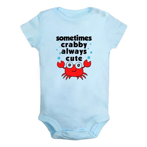 iDzn Sometimes Crabby Always Cute Funny Rompers For Babies, Newborn Baby Unisex Bodysuits, Infant Jumpsuits, Toddler 0-24 Months Kids One-Piece Oufits