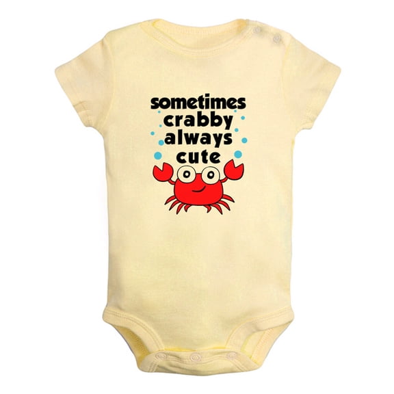 iDzn Sometimes Crabby Always Cute Funny Rompers For Babies, Newborn Baby Unisex Bodysuits, Infant Jumpsuits, Toddler 0-24 Months Kids One-Piece Oufits
