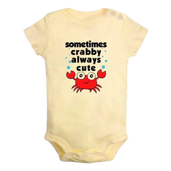 iDzn Sometimes Crabby Always Cute Funny Rompers For Babies, Newborn Baby Unisex Bodysuits, Infant Jumpsuits, Toddler 0-24 Months Kids One-Piece Oufits