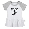 thumbnail image 1 of iDzn Son of a Witch Funny Dresses For Baby, Newborn Babies Skirts, Infant Princess Dress, 0-24M Kids Graphic Clothes (Gray Raglan Dresses, 0-6 Months), 1 of 5