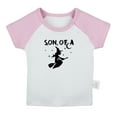 thumbnail image 1 of iDzn Son of a Witch Funny T shirt For Baby, Newborn Babies T-shirts, Infant Tops, 0-24M Kids Graphic Tees Clothing (Short Pink Raglan T-shirt, 0-6 Months), 1 of 4