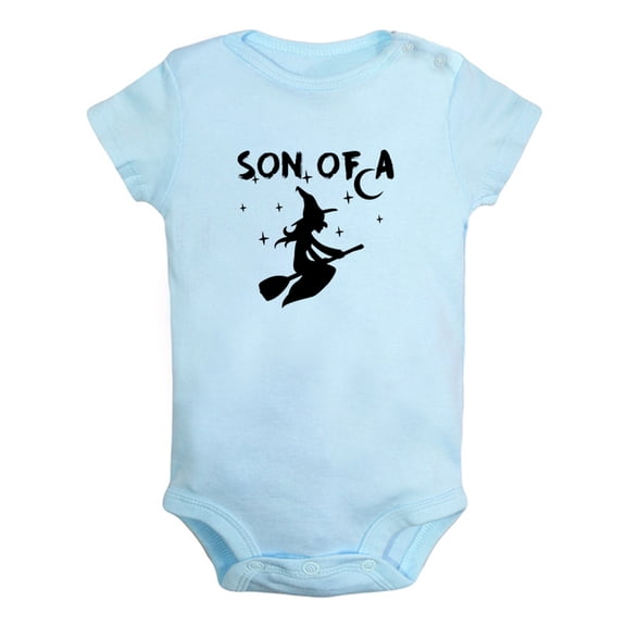 iDzn Son of a Witch Halloween Funny Rompers For Babies, Newborn Baby Unisex Bodysuits, Infant Jumpsuits, Toddler 0-12 Months Kids One-Piece Oufits (Blue, 12-18 Months)