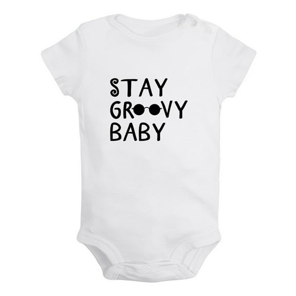 iDzn Stay Groovy Baby Funny Rompers For Babies, Newborn Baby Unisex Bodysuits, Infant Jumpsuits, Toddler 0-24 Months Kids One-Piece Oufits