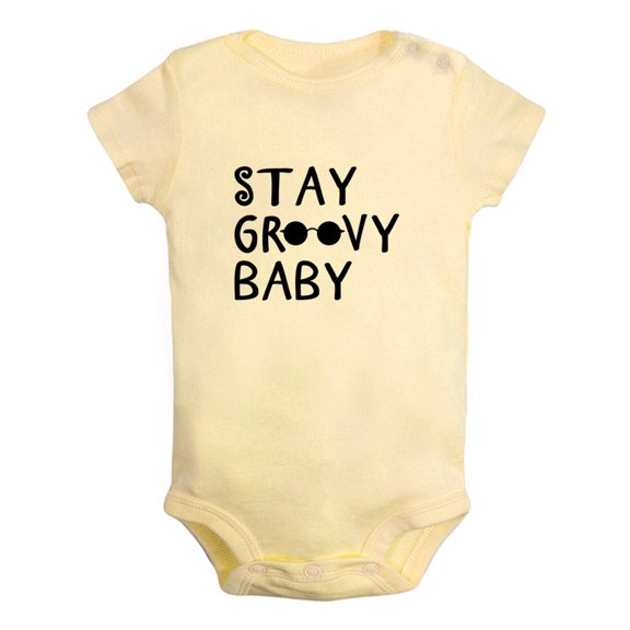 iDzn Stay Groovy Baby Funny Rompers For Babies, Newborn Baby Unisex Bodysuits, Infant Jumpsuits, Toddler 0-24 Months Kids One-Piece Oufits