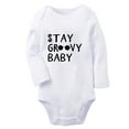 thumbnail image 1 of iDzn Stay Groovy Baby Funny Rompers, Newborn Baby Unisex Bodysuits, Infant Jumpsuits, Toddler Kids Long Sleeve Oufits (White, 0-6 Months), 1 of 4