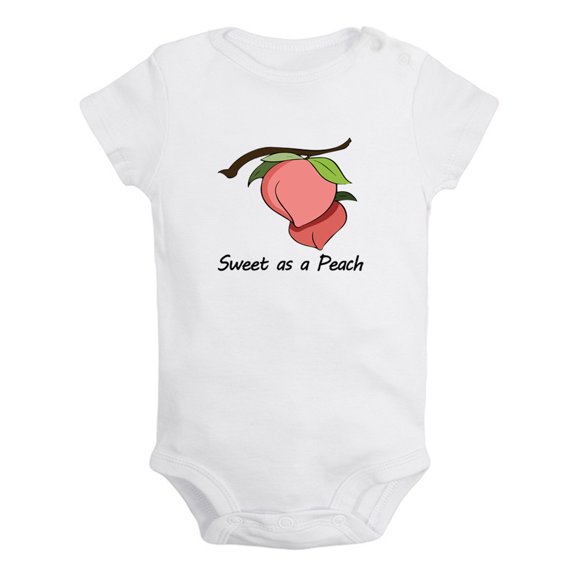 iDzn Sweet as a Peach Funny Rompers For Babies, Newborn Baby Unisex Bodysuits, Infant Jumpsuits, Toddler 0-12 Months Kids One-Piece Oufits (White, 0-6 Months)