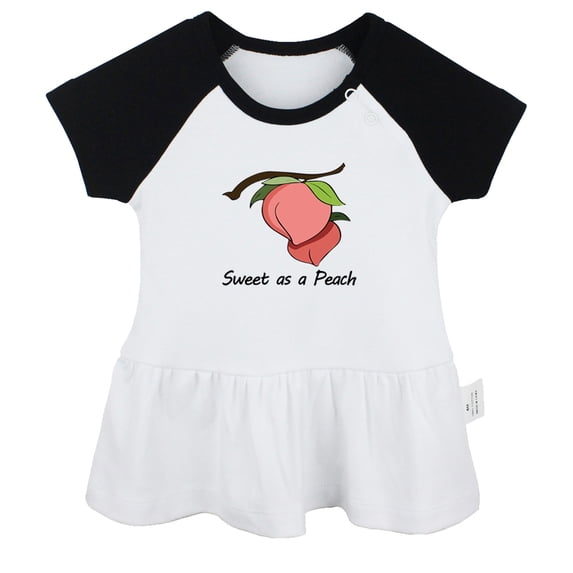 iDzn Sweet as a Peach Novelty Dresses For Baby, Newborn Babies Skirts, Infant Princess Dress, 0-24M Kids Graphic Clothes (Black Raglan Dresses, 12-18 Months)