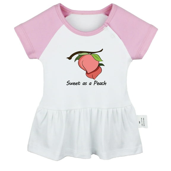 iDzn Sweet as a Peach Novelty Dresses For Baby, Newborn Babies Skirts, Infant Princess Dress, 0-24M Kids Graphic Clothes (Pink Raglan Dresses, 0-6 Months)