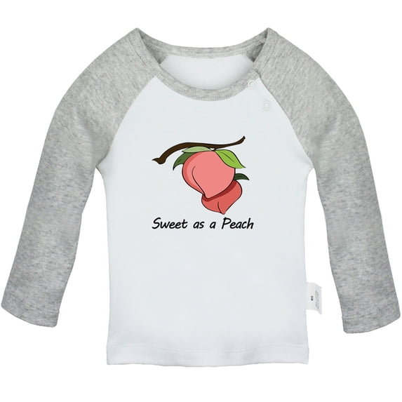 iDzn Sweet as a Peach Novelty T shirt For Baby, Newborn Babies T-shirts, Infant Tops, 0-24M Kids Graphic Tees Clothing (Long Gray Raglan T-shirt, 6-12 Months)