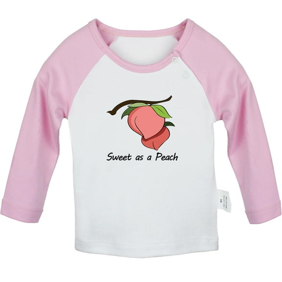 iDzn Sweet as a Peach Novelty T shirt For Baby, Newborn Babies T-shirts, Infant Tops, 0-24M Kids Graphic Tees Clothing (Long Pink Raglan T-shirt, 6-12 Months)