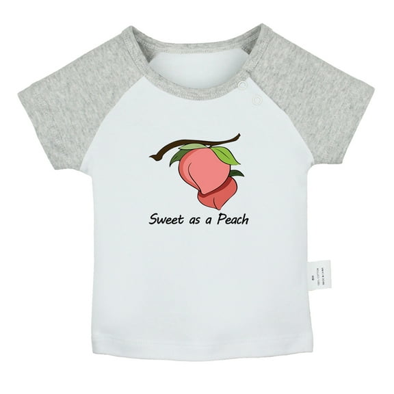 iDzn Sweet as a Peach Novelty T shirt For Baby, Newborn Babies T-shirts, Infant Tops, 0-24M Kids Graphic Tees Clothing (Short Gray Raglan T-shirt, 0-6 Months)