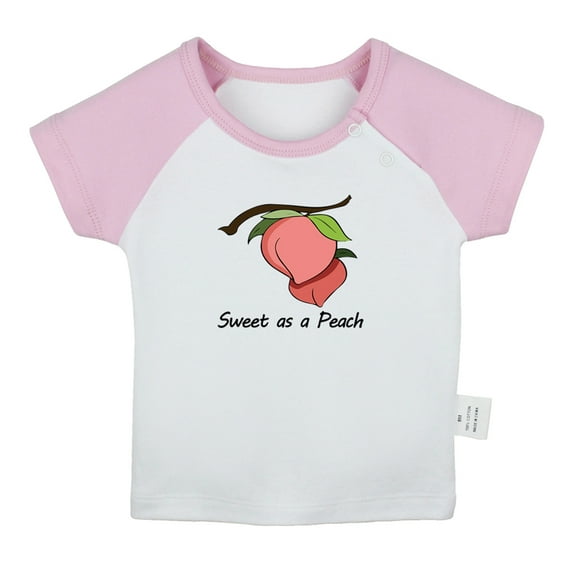 iDzn Sweet as a Peach Novelty T shirt For Baby, Newborn Babies T-shirts, Infant Tops, 0-24M Kids Graphic Tees Clothing (Short Pink Raglan T-shirt, 6-12 Months)