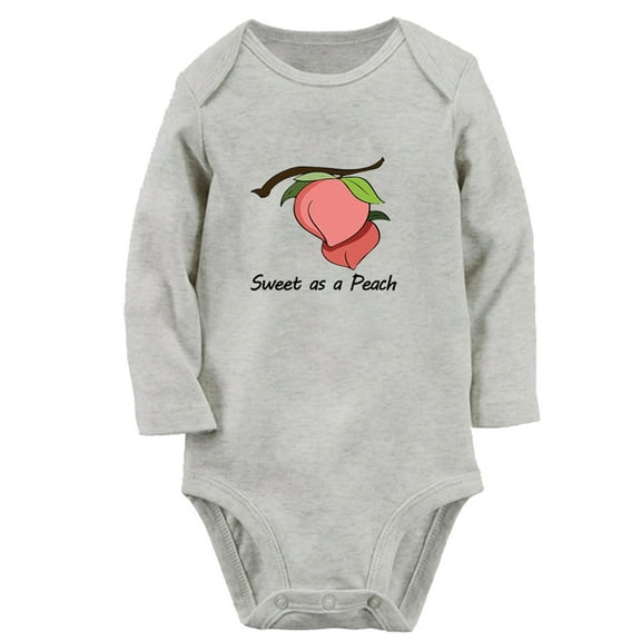 iDzn Sweet as a Peach Funny Rompers, Newborn Baby Unisex Bodysuits, Infant Jumpsuits, Toddler Kids Long Sleeve Oufits (Gray, 0-6 Months)