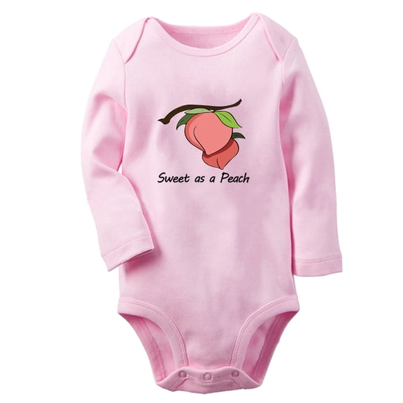 iDzn Sweet as a Peach Funny Rompers, Newborn Baby Unisex Bodysuits, Infant Jumpsuits, Toddler Kids Long Sleeve Oufits (Pink, 6-12 Months)