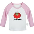 thumbnail image 1 of iDzn T is For Tomato Funny T shirt For Baby, Newborn Babies T-shirts, Infant Tops, 0-24M Kids Graphic Tees Clothing (Long Pink Raglan T-shirt, 0-6 Months), 1 of 5
