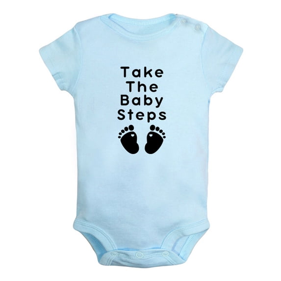 iDzn Take The Baby Steps Funny Rompers For Babies, Newborn Baby Unisex Bodysuits, Infant Jumpsuits, Toddler 0-24 Months Kids One-Piece Oufits